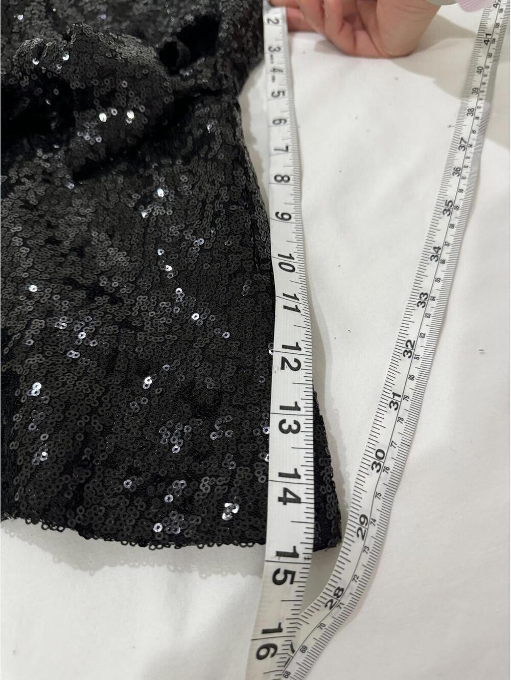 NWT 52Seven Black Sequin Wrap Blouse Top XL Party Sparkle Goth Night Out Retro - Picture 8 of 9
